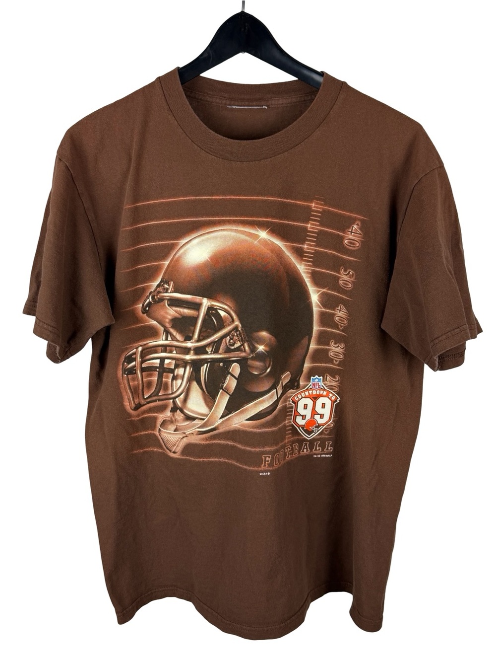 Vintage 90s Cleveland Browns NFL Football Helmet Sports Brown Shirt Size L